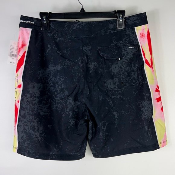 Hurley Mens Phantom Board Shorts Swim Black Gray Tie Dye Drawstring 32 New - Picture 2 of 12